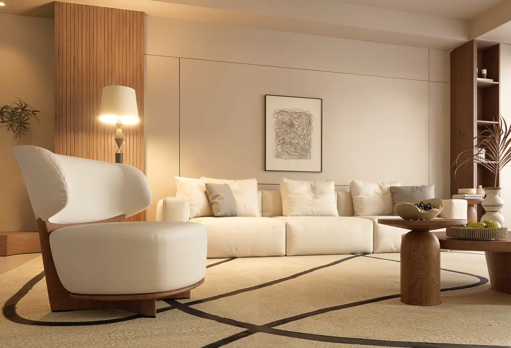 Sala de estar em tons quentes, imagem 1